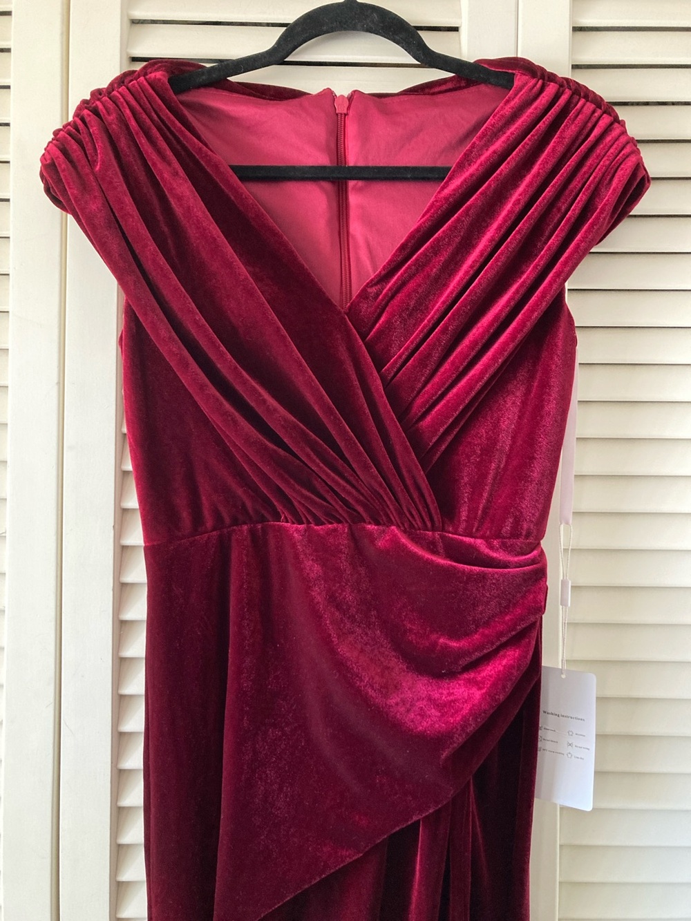Velvet Draped Deep Wine Red Evening Dress NWT 🌹